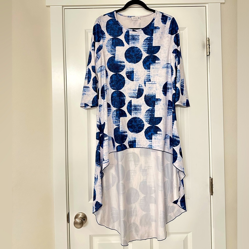 Blue Geometric High-Low Tunic